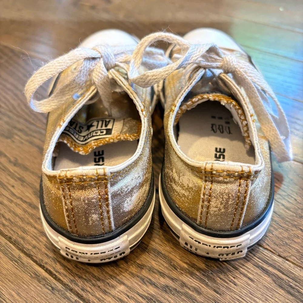 Converse Sneakers Kids Sz 12 Gold Glimmer Chuck Taylor All‎ Star Low Top Shimmer